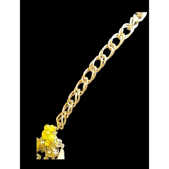 NWT Banana Republic Statement Necklace Bib Dangle Flower Burst Yellow - Picture 4 of 7